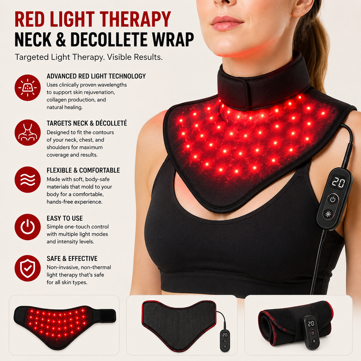 4 Red Light Therapy Neck and Decollete Wrap - Image 1